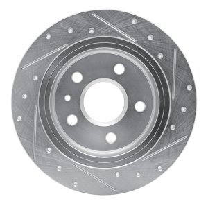 Buick LaCrosse Brake Rotor (1) - Rear Left - R1 Concepts - Drilled & Slotted - Silver - `11-`16